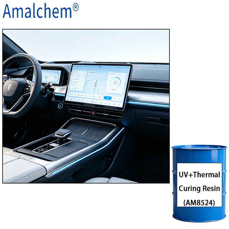 AM8524 Dual-Cure Resin (UV+Thermal) – Superior Flexibility & Anti-Yellowing for Automotive Interior and Plastic Substrates