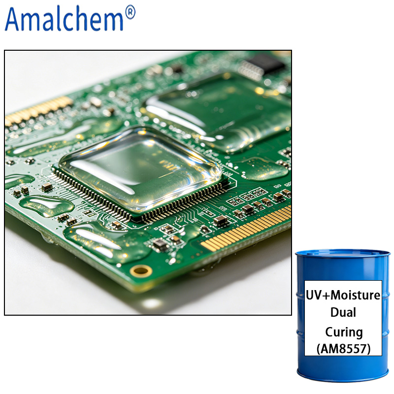 AM8557 UV+Moisture Dual-Cure Resin – Advanced Thermal Shock Resistance, Superior Flexibility & Anti-Yellowing for PCB Conformal Coatings