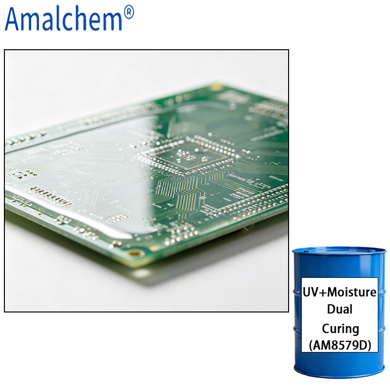 AM8579D UV+Moisture Dual-Cure Resin – Premium Adhesion, Thermal Shock Resistant, Flexible & Non-Yellowing for Mission-Critical PCB Conformal Coatings