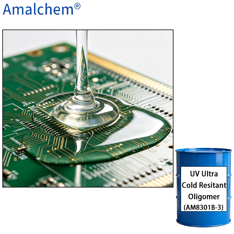 Fast Surface Cure UV Resin AM8301B-3 – High Toughness, Superior Substrate Wetting & Cold Flexibility for Conformal Coatings & PCB Protection